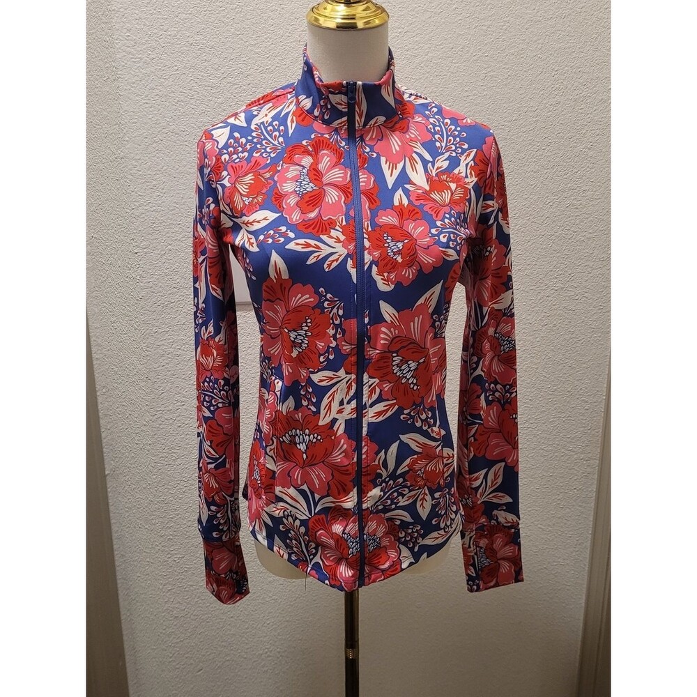Sigrid Olsen Golf & Tennis Floral Full Zip Performance Jacket XS Thumbholes